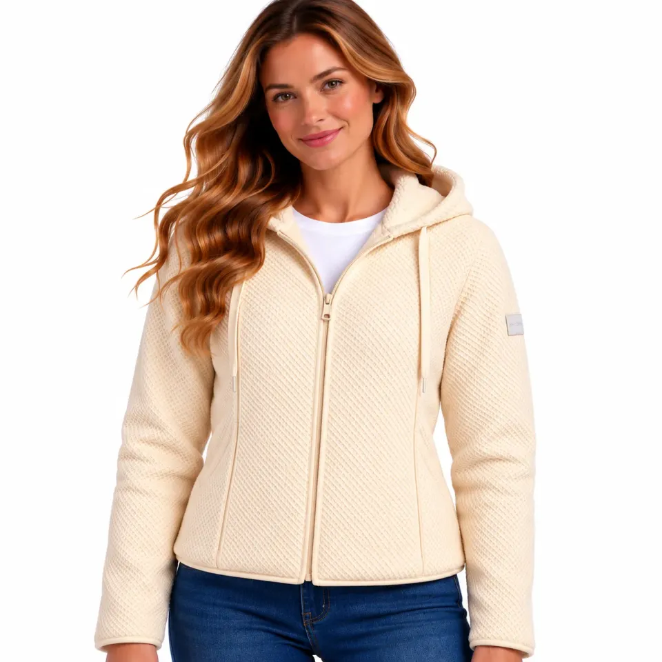 Spyder Chenille Sherpa hoodie dame Cream 390g
