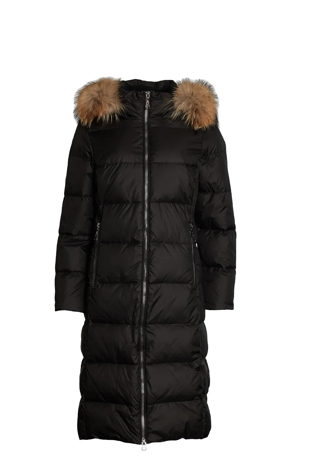 Danwear Herdis P dunfrakk svart lang med pels