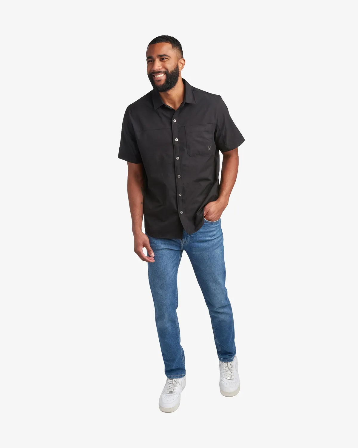 Spyder Ripstop polo herre sort kort erme pustende