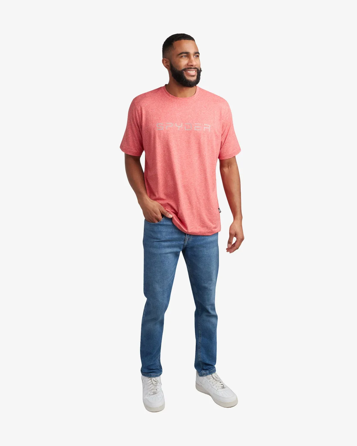 Spyder Short Sleeve Wordmark t-skjorte red herre pustende