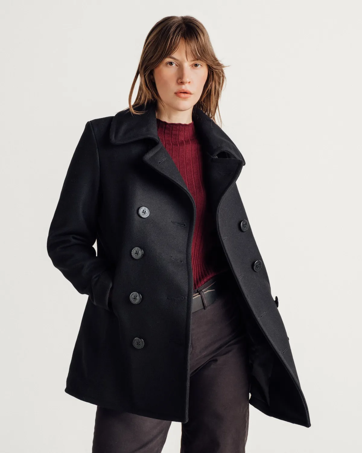 Schott NYC 754W ullkåpe dame navy klassisk