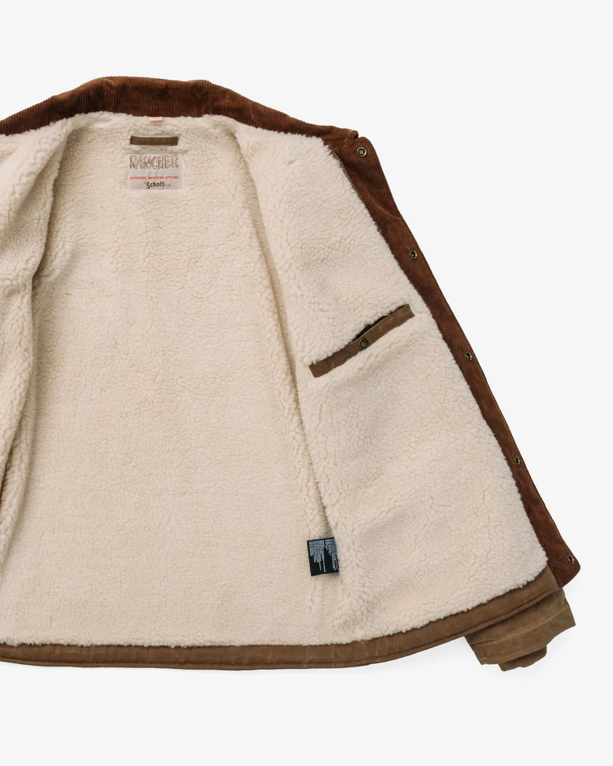 Schott NYC 8438 jakke Khaki – vokset bomull sherpa