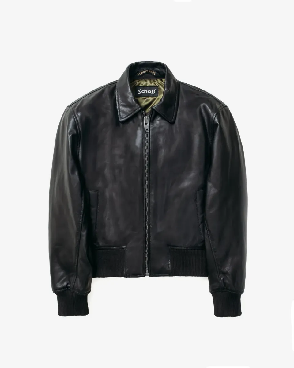 Schott NYC 2527W bomberjakke svart lammeskinn