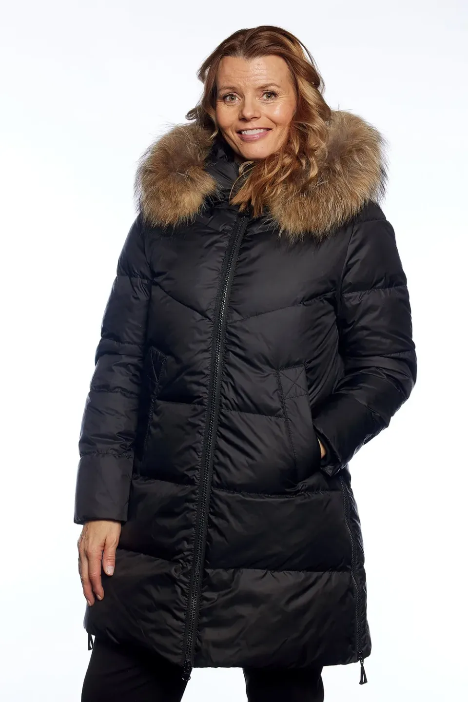 Danwear Windfield Herla dunjakke Black dame lang