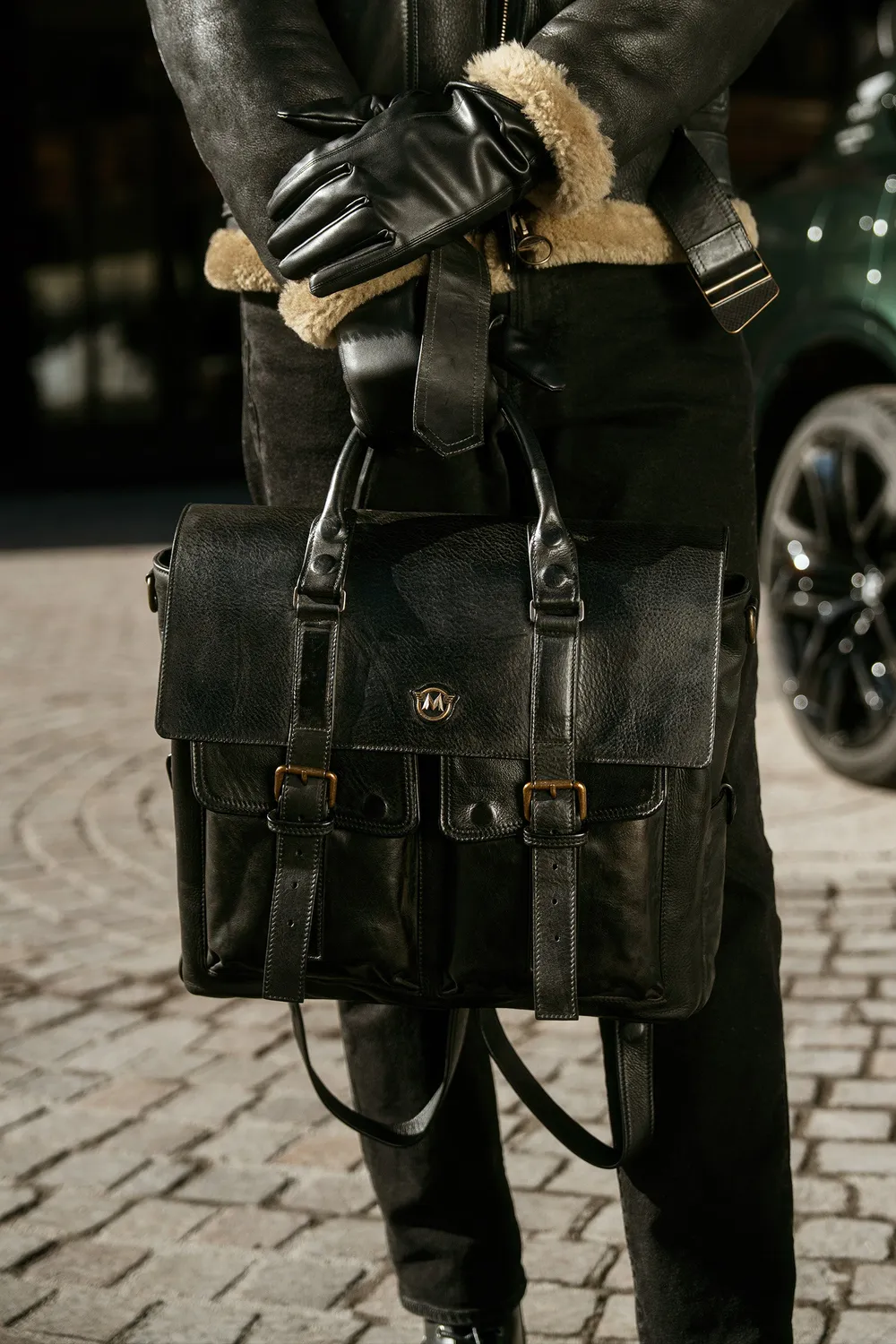Matchless Courier ryggsekk svart nubuk skinn