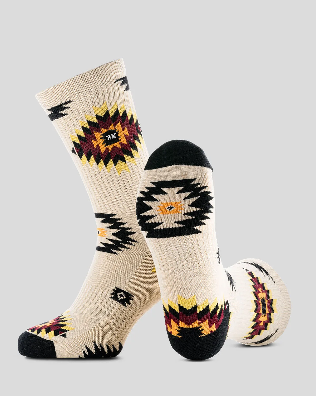 Rokker Kelim Rokk sokker Black Beige forsterket bomull