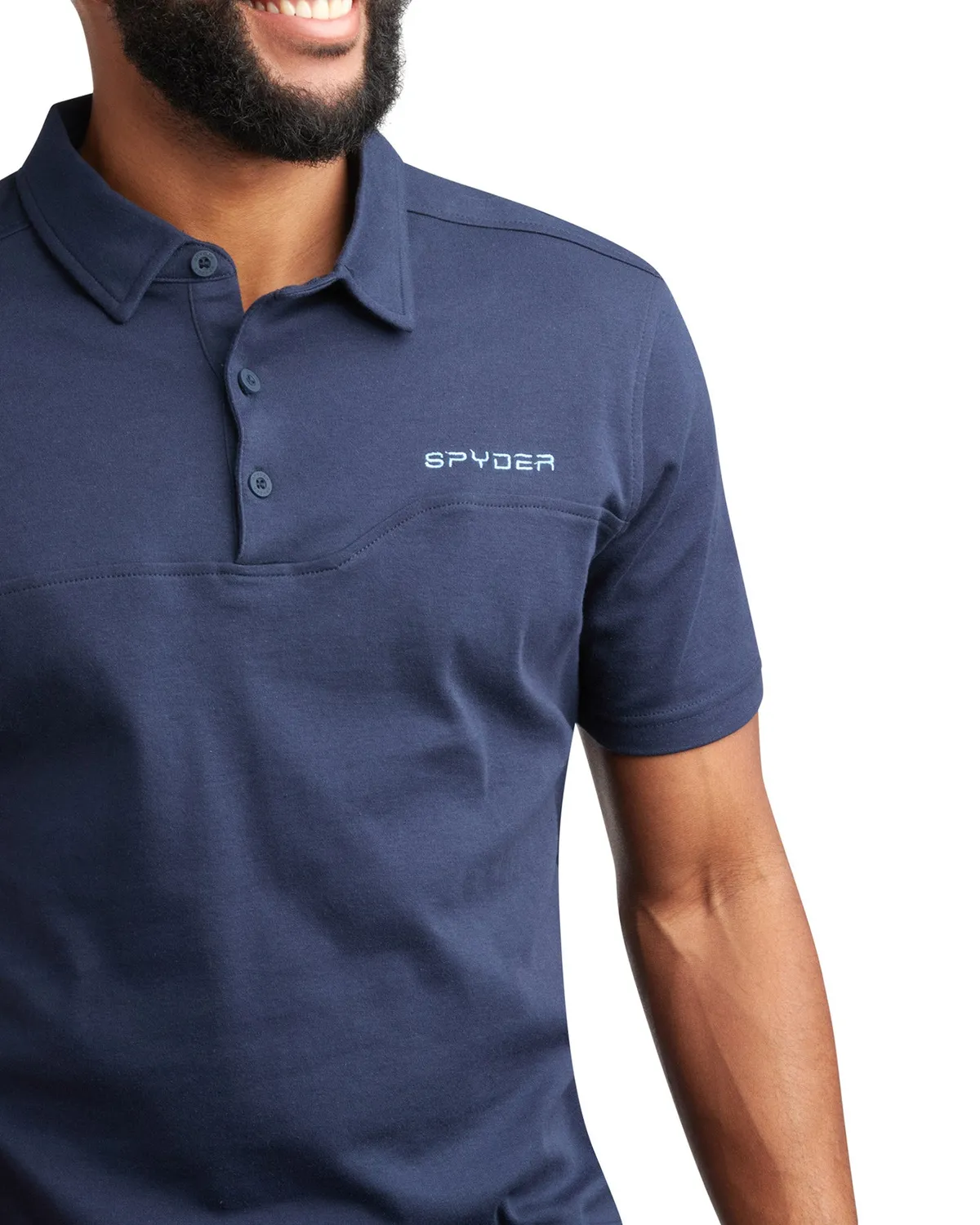 Spyder Interlock polo herre navy bomull stretch