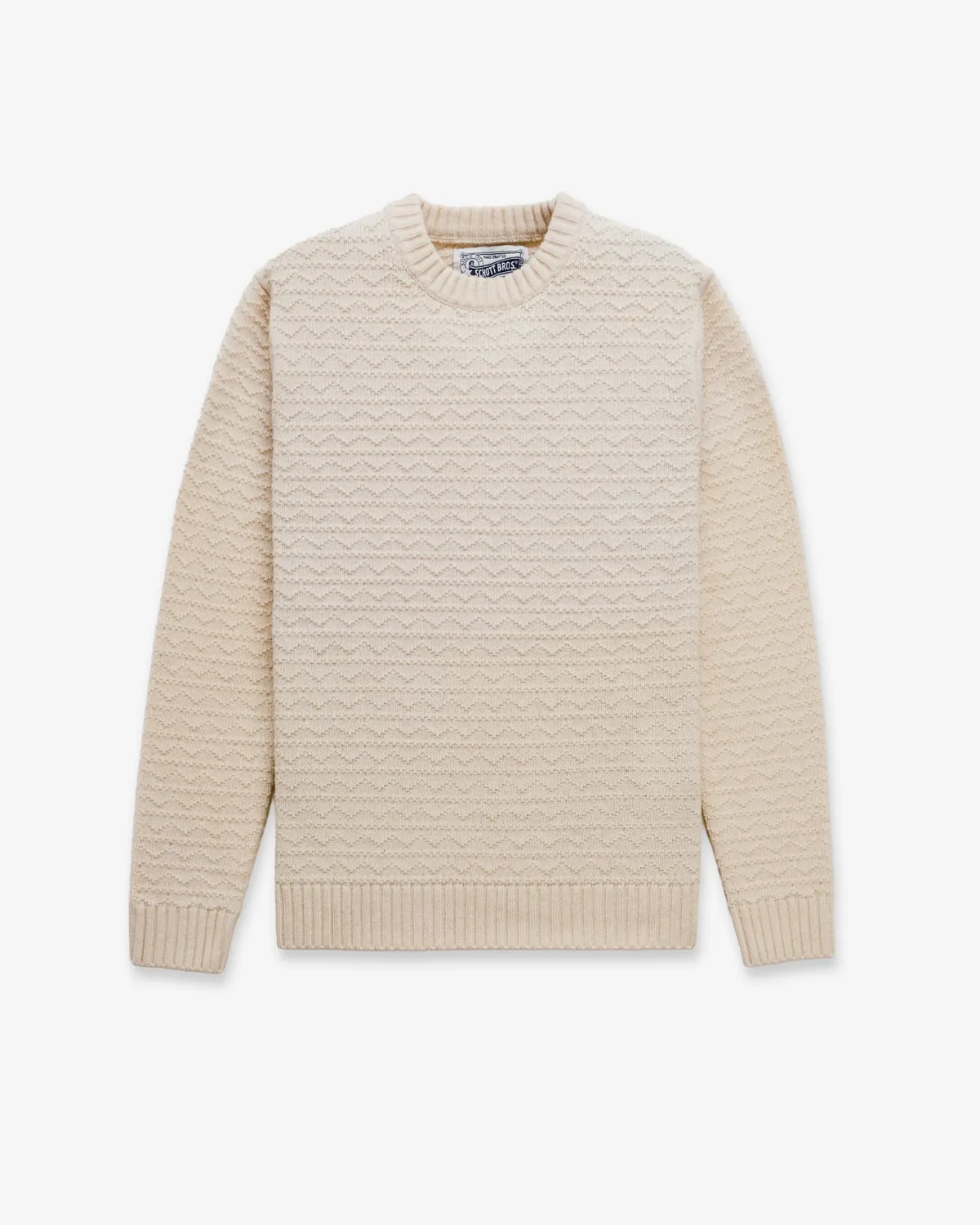 Schott NYC SW2453 genser Off White ullblanding sikksakk