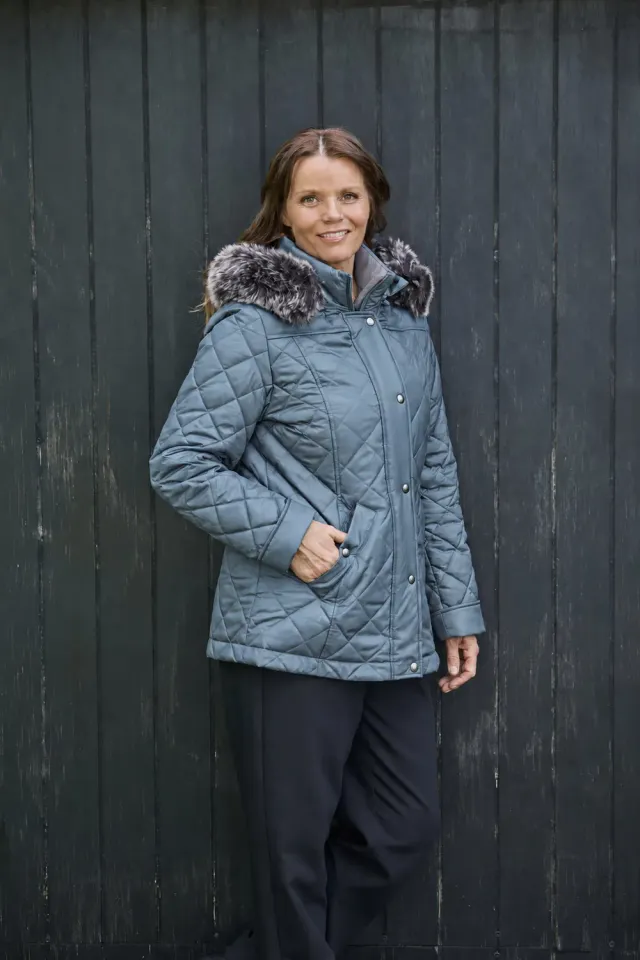 Windfield Marlene vinterjakke grågrønn kort vindtett