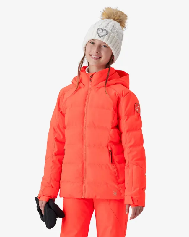 Spyder Zadie skijakke jente Electric Coral vanntett 10K
