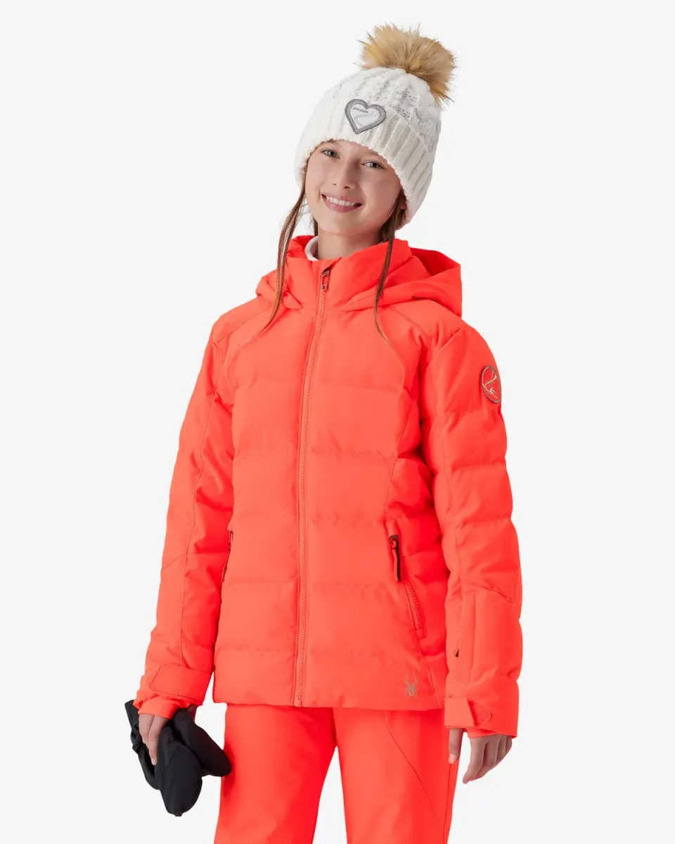 Spyder Zadie skijakke jente Electric Coral vanntett 10K