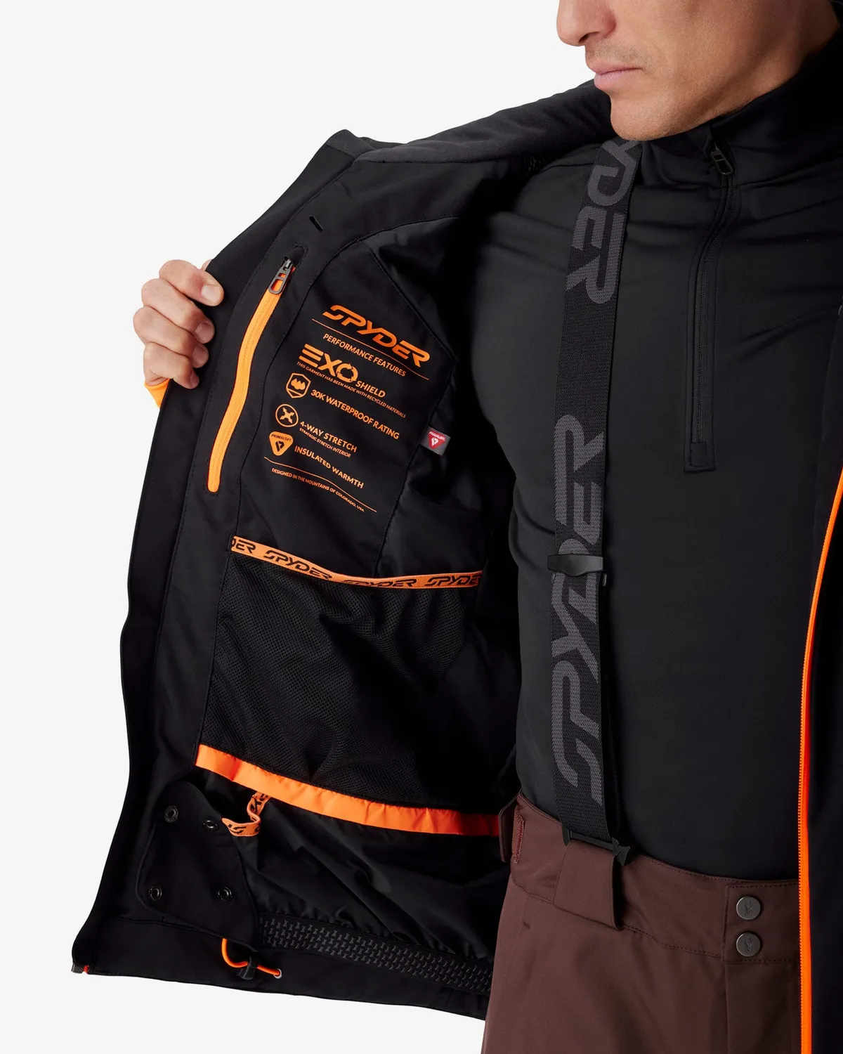 Spyder Titan skijakke herre mocha 30K vanntett