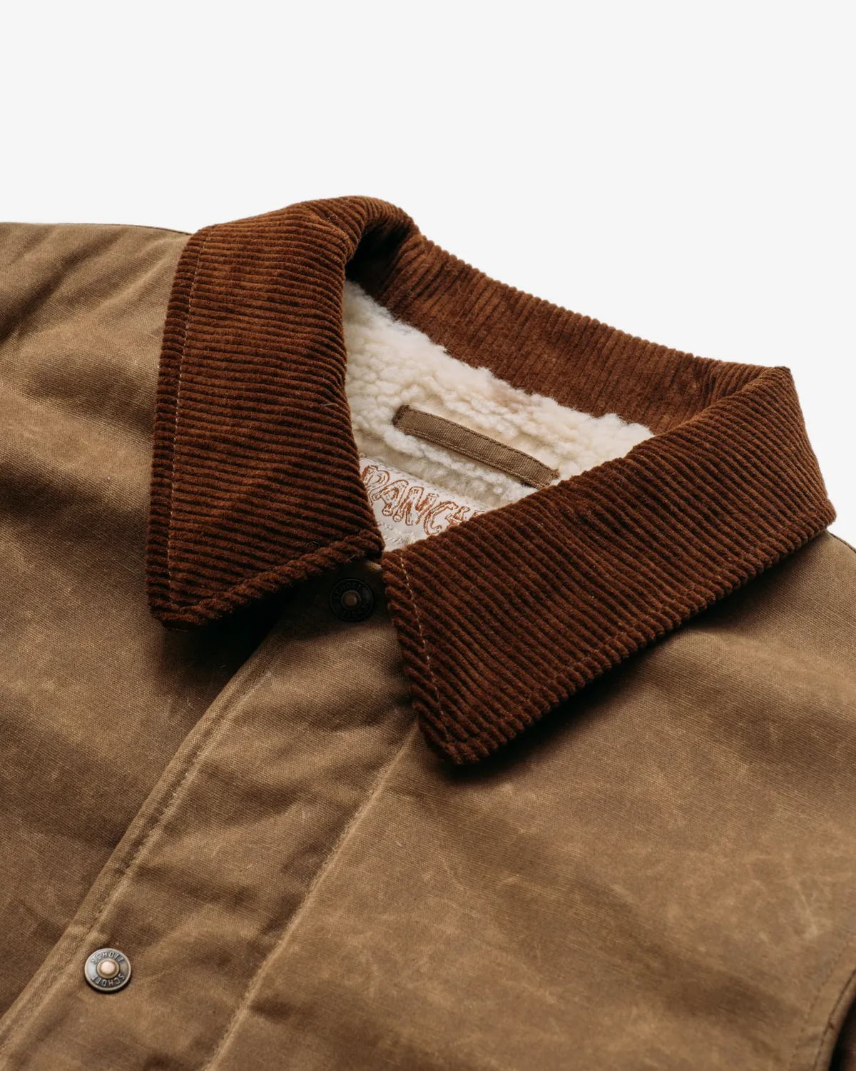 Schott NYC 8438 jakke Khaki – vokset bomull sherpa