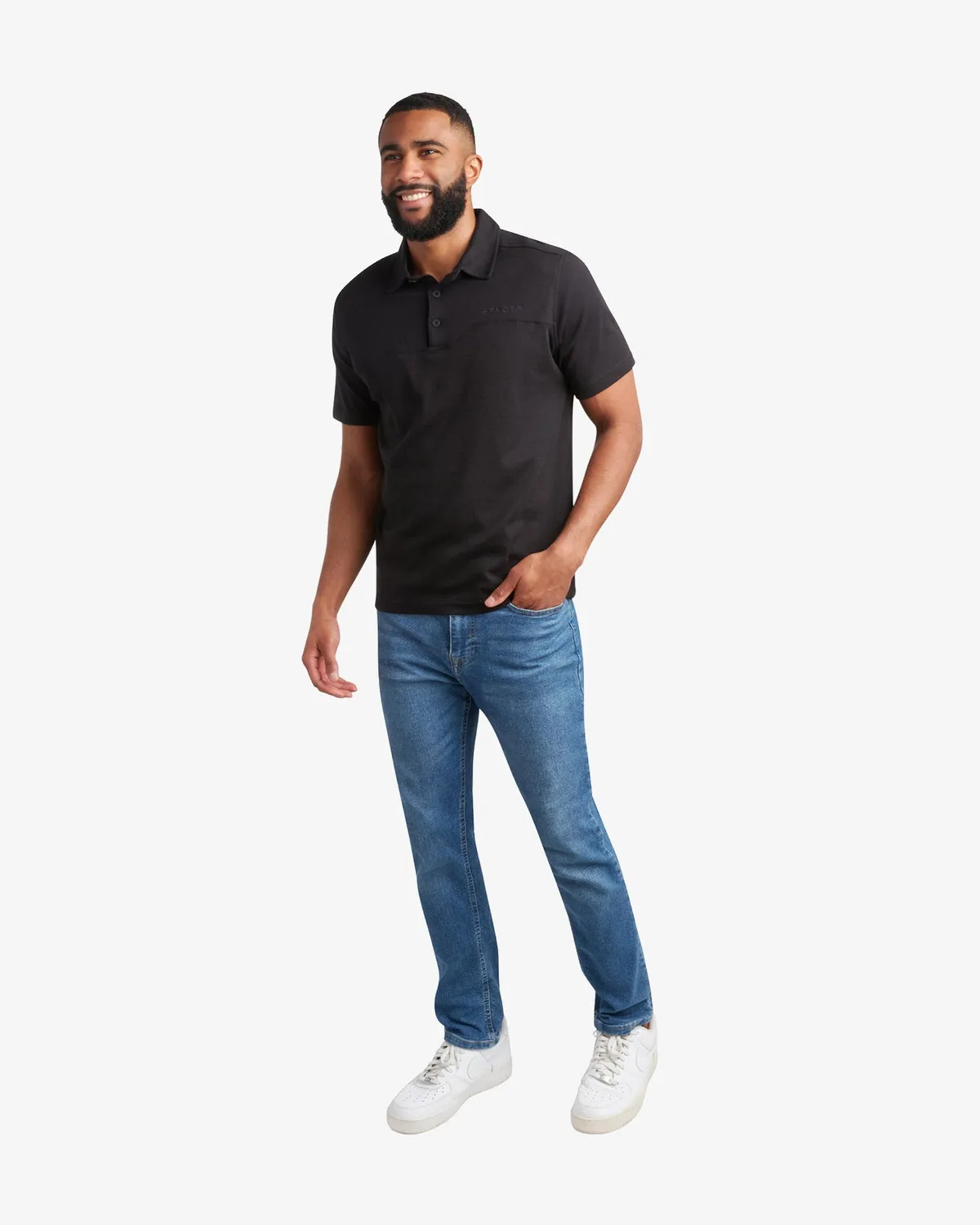 Spyder Interlock polo herre svart bomull stretch
