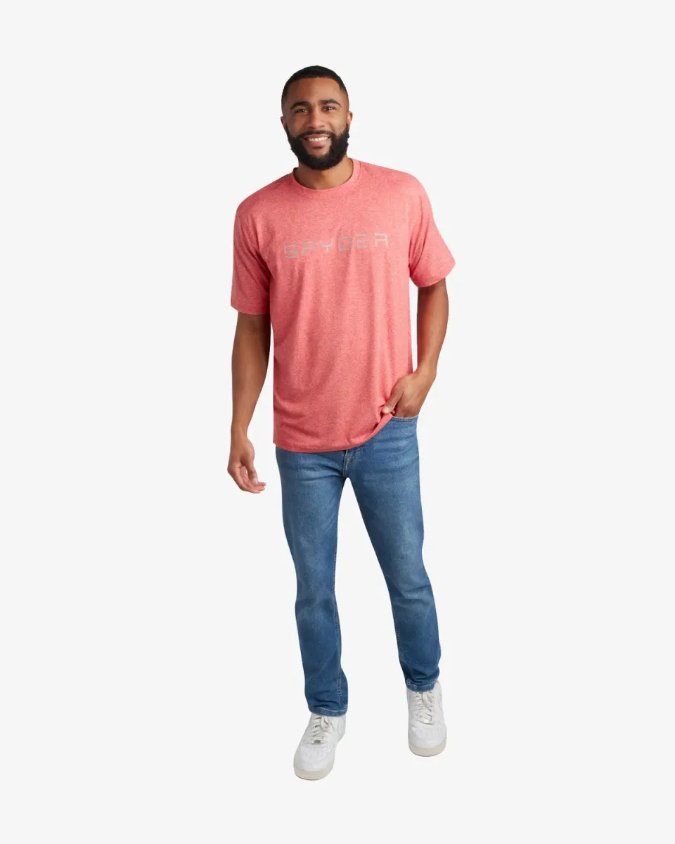 Spyder Short Sleeve Wordmark t-skjorte red herre pustende