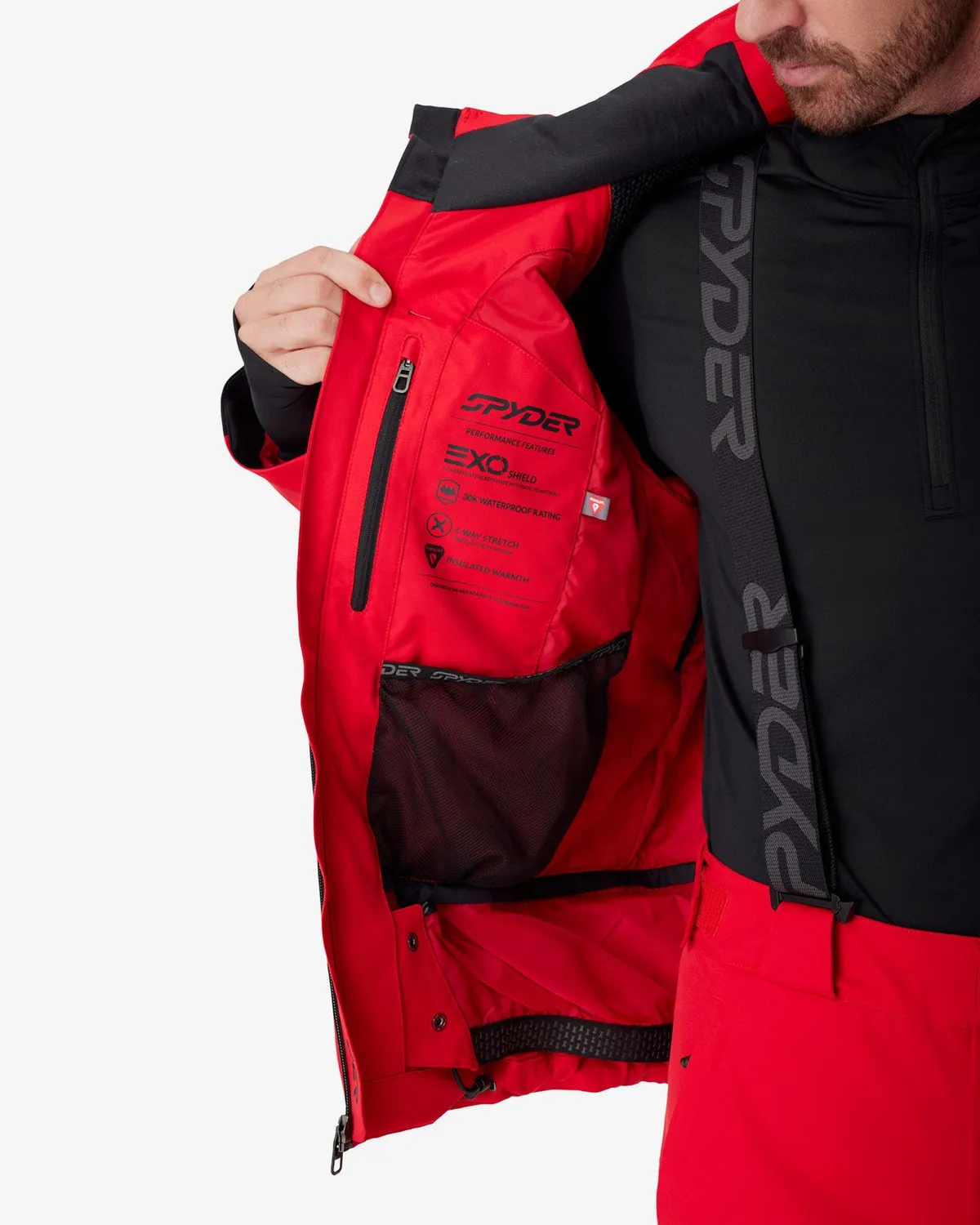 Spyder Titan skijakke herre rød vanntett 30K