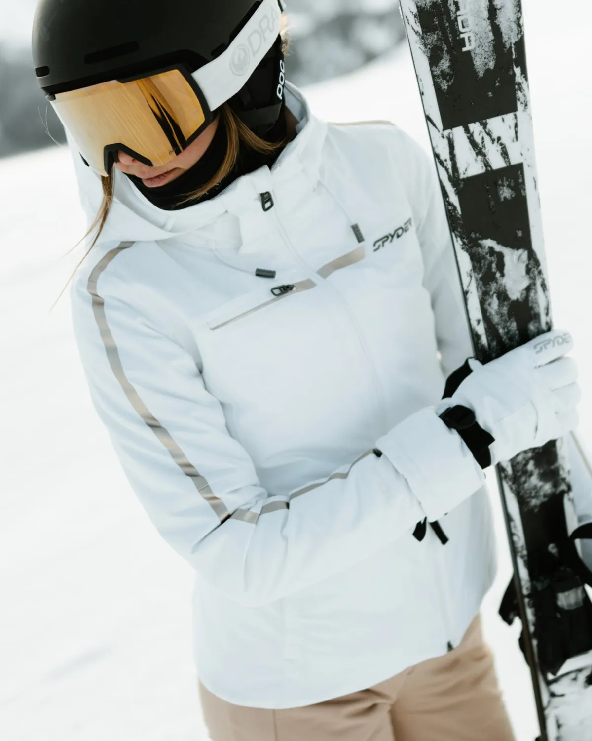 Spyder Titania skijakke dame hvit tettsittende