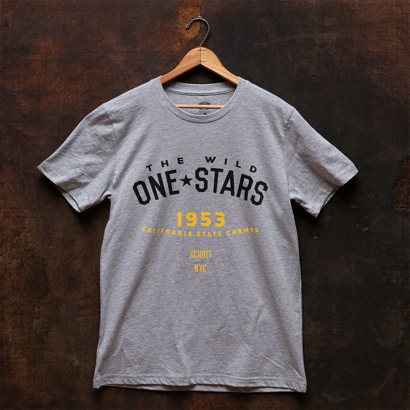 Schott NYC TWONE1 t-skjorte heather grey stjernetrykk