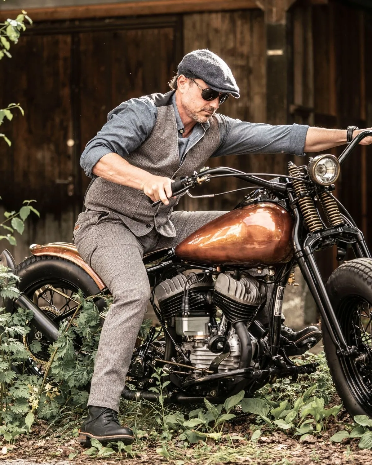 Rokker Tweed Chino motorsykkelbukse graa CE AA