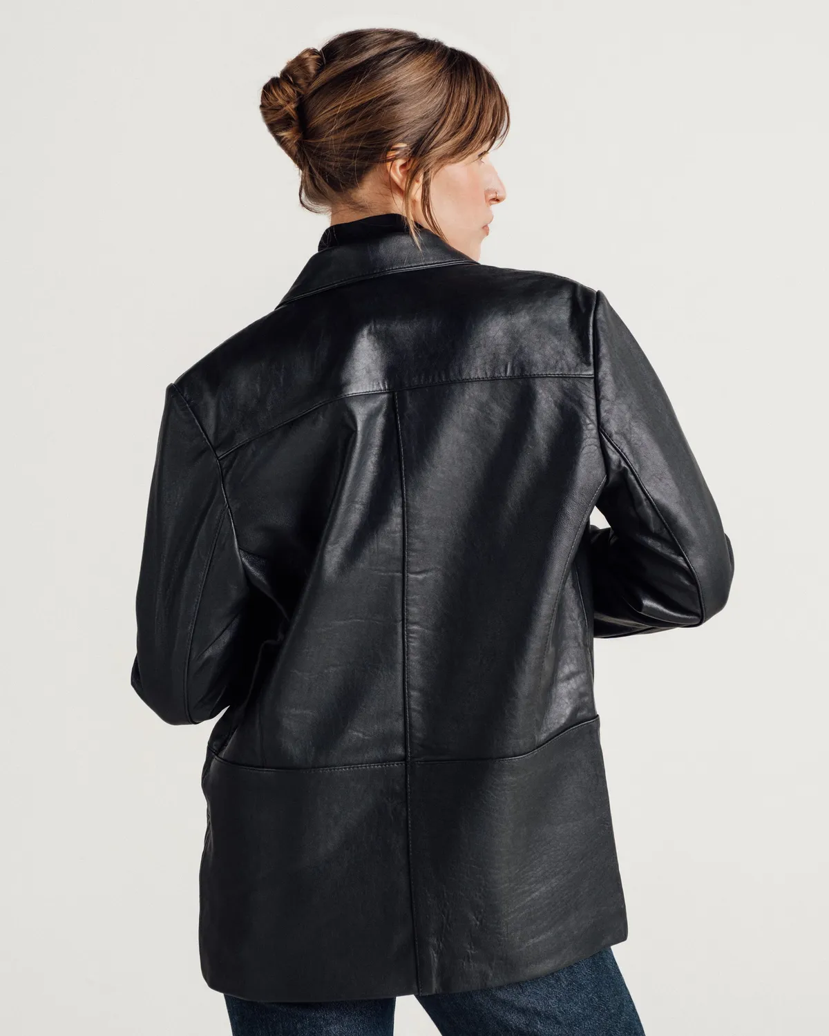 Schott NYC 2535W skinnblazer svart lammeskinn