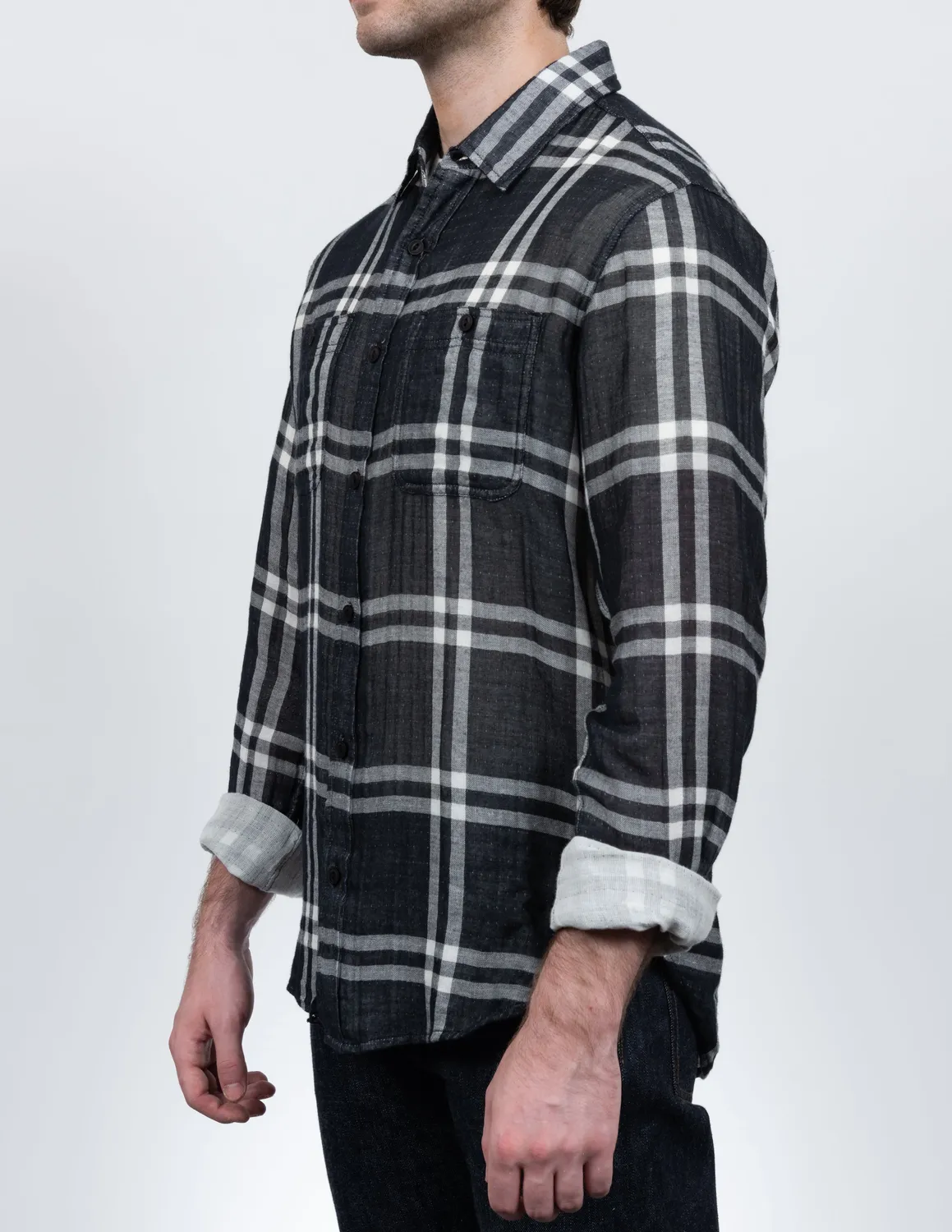 Schott NYC SH2403 arbeidsskjorte svart rutete bomull