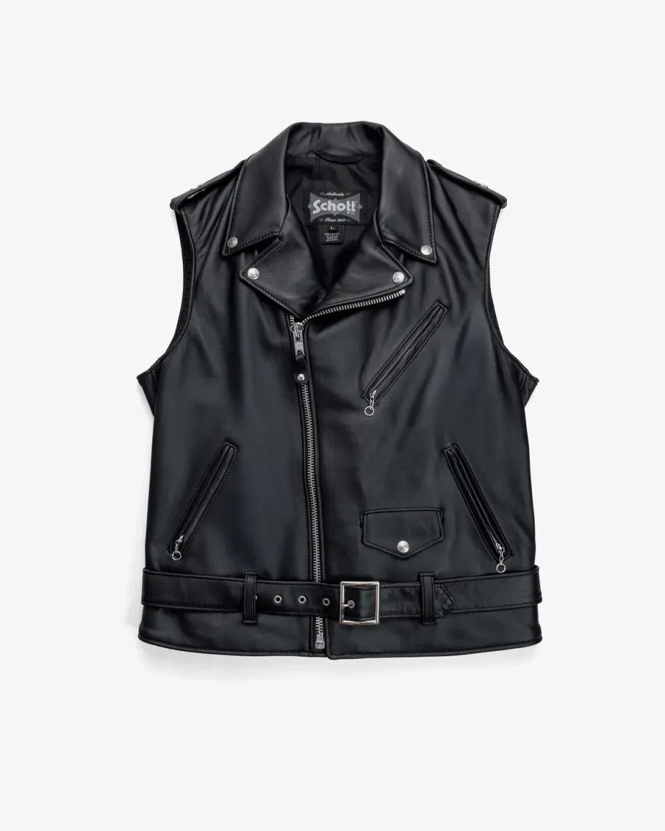 Schott NYC 213V motorsykkelvest skinn svart