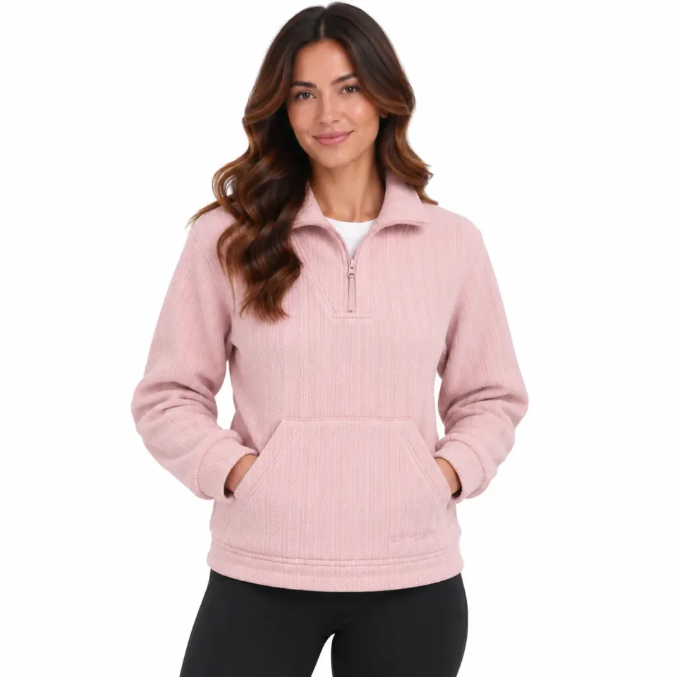 Spyder Chenille Fleece quarter-zip dame rosa