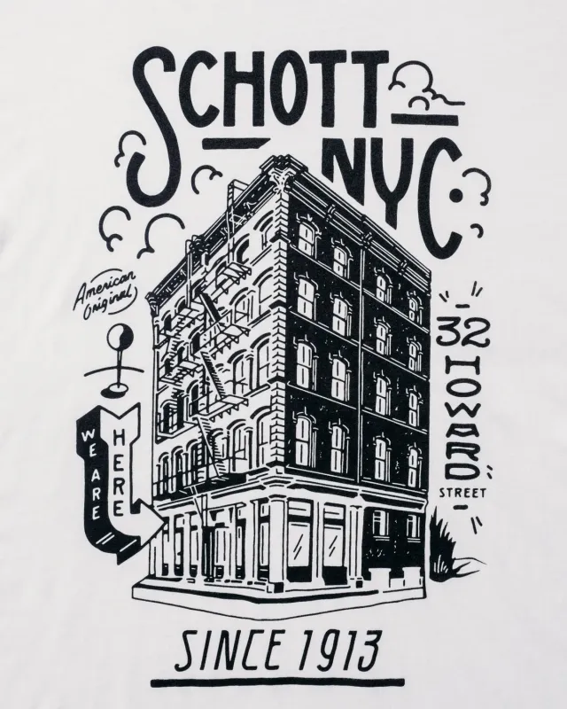 Schott NYC TSNY25 t-skjorte off white butikktrykk