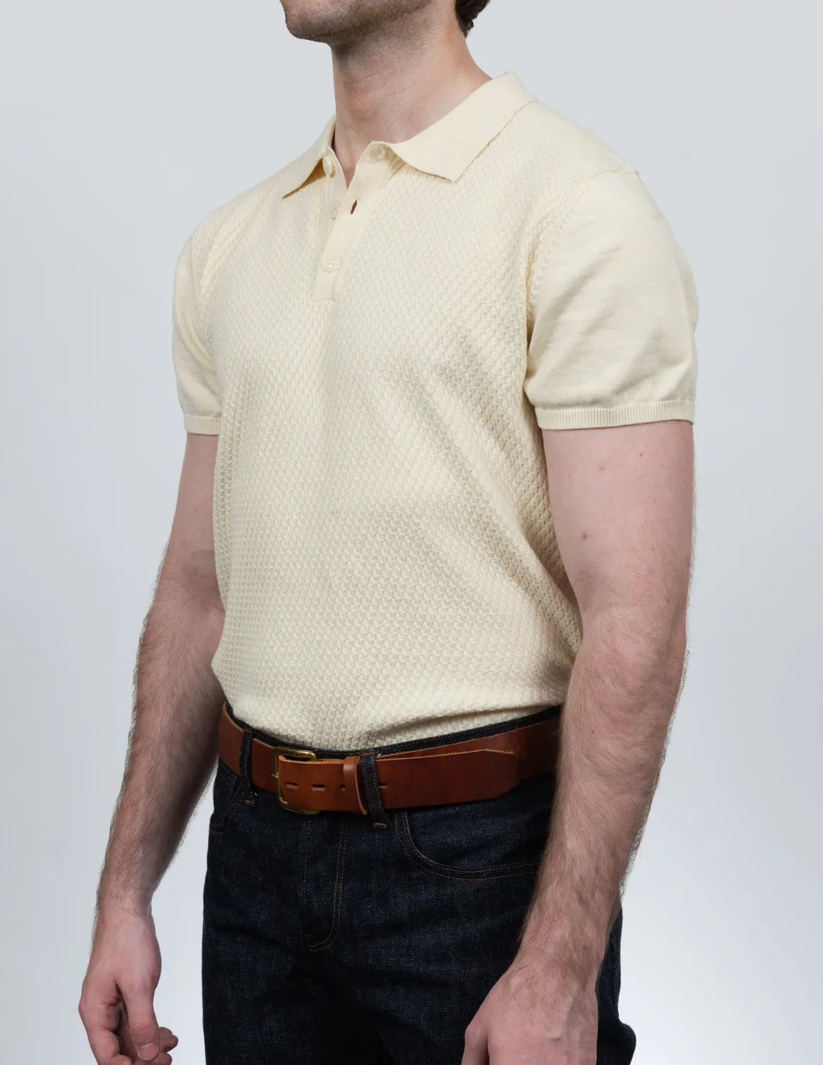 Schott NYC SH2409 polo off white bomull 27 tommer
