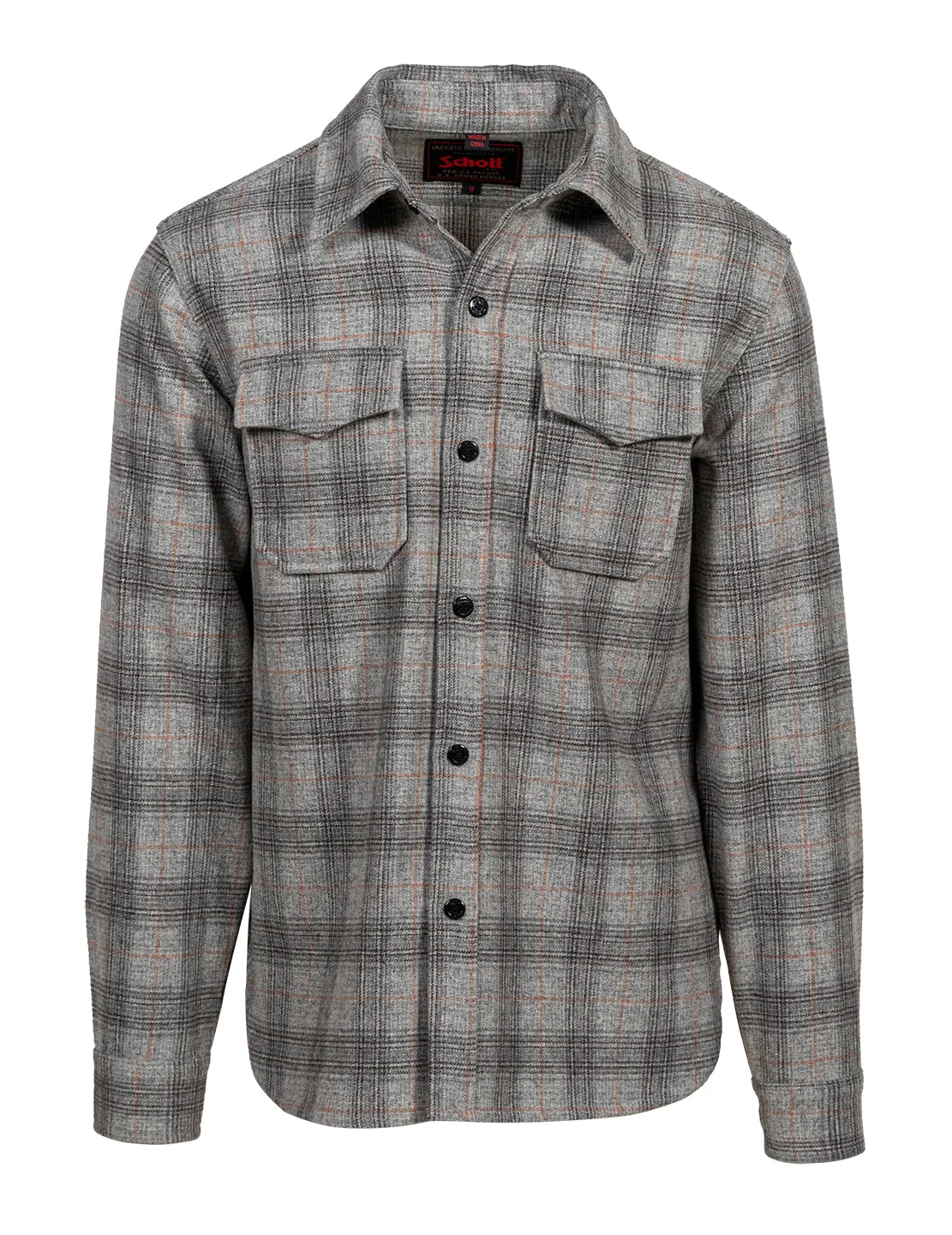 Schott NYC 7310P CPO-skjorte Brown ullblanding