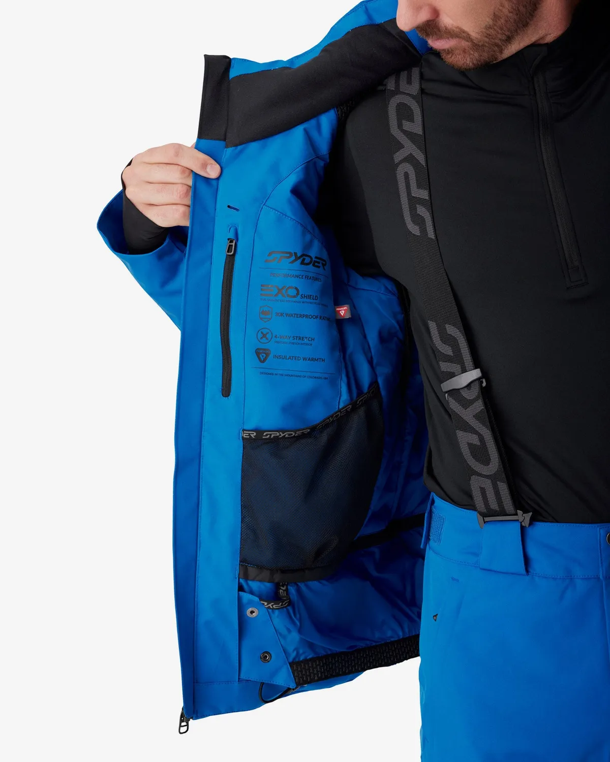 Spyder Titan skijakke herre Bold Blue 30K vanntett