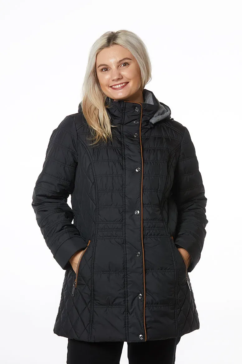 Danwear Windfield Carly vinterjakke svart lang