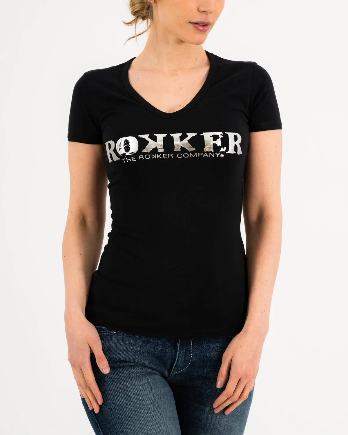 Rokker Lady Black t-skjorte dame svart stretch