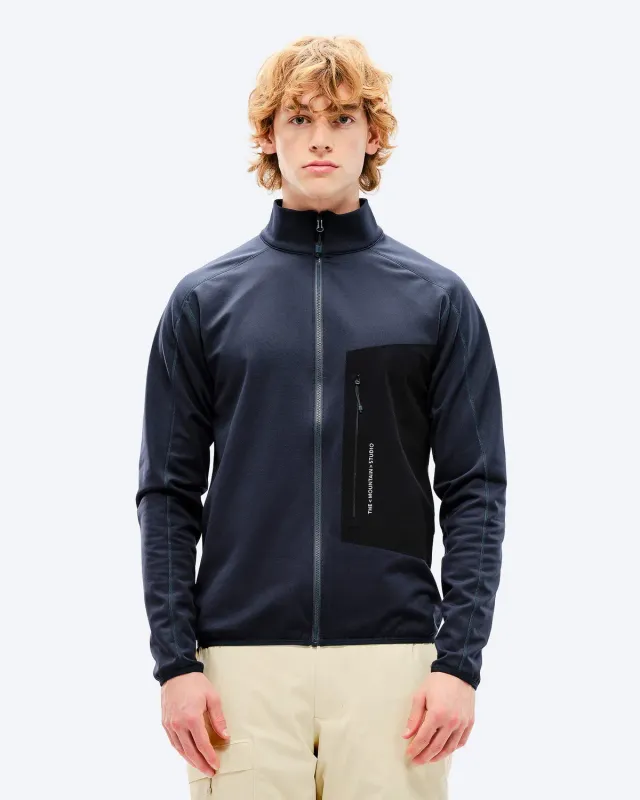 The Mountain Studio M-8 Techno Grid Fleece T-Neck fleecejakke Eclipse grid