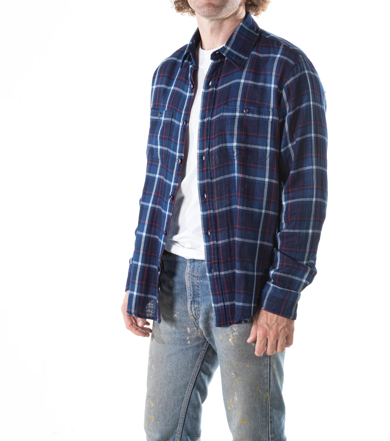 Schott NYC SH2309 arbeidsskjorte navy rutete bomull