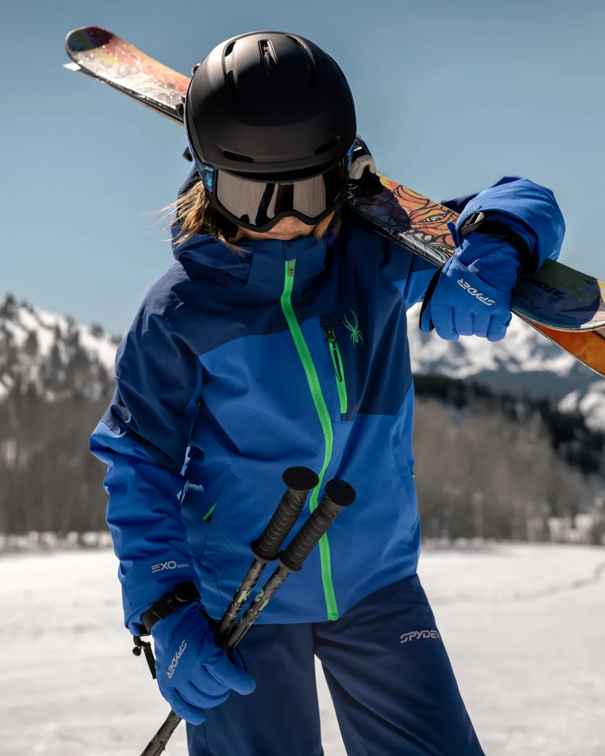 Spyder Leader skijakke gutt bold blue vanntett