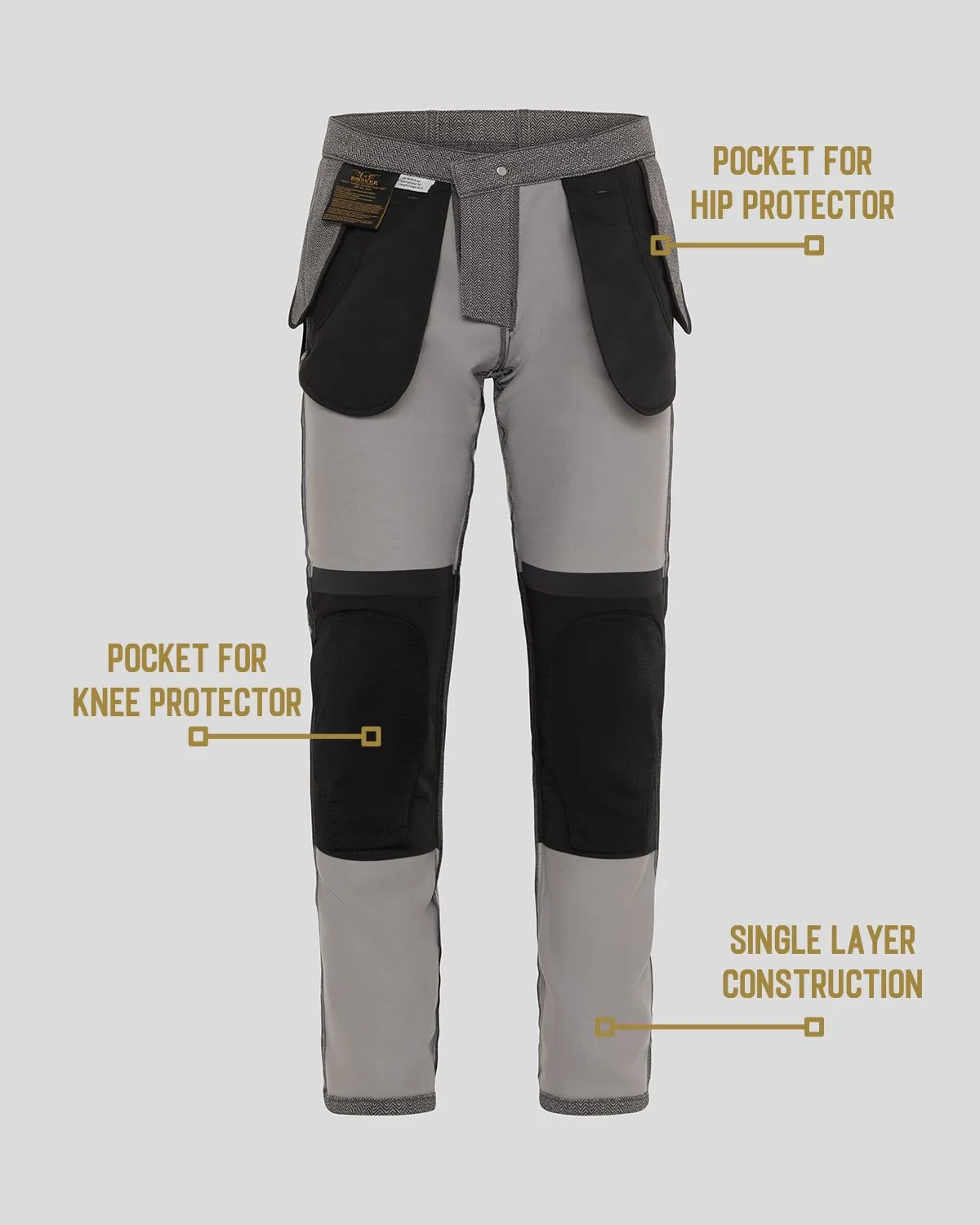 Rokker Tweed Chino motorsykkelbukse graa CE AA