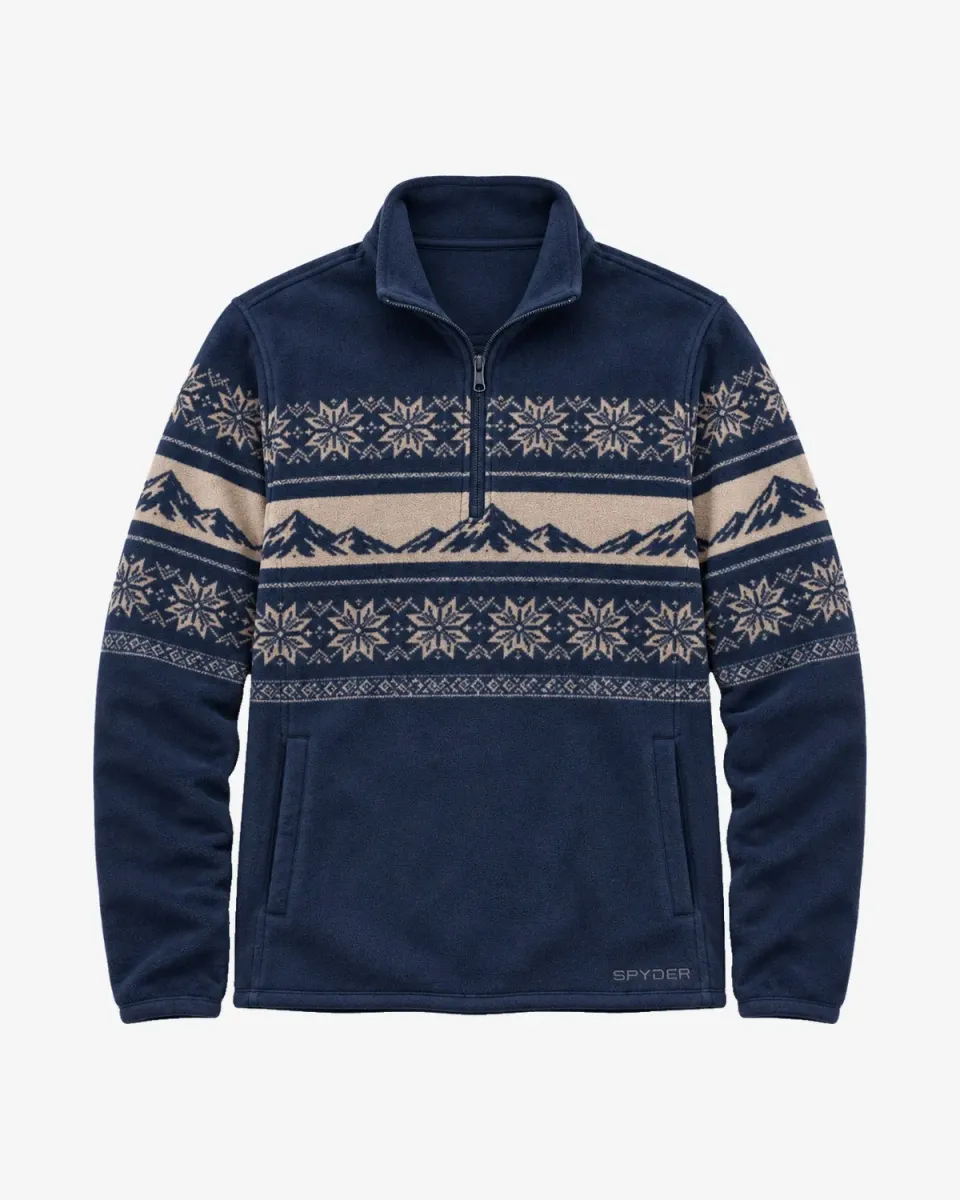 Spyder Print Sherpa quarter-zip fleece herre navy 360g