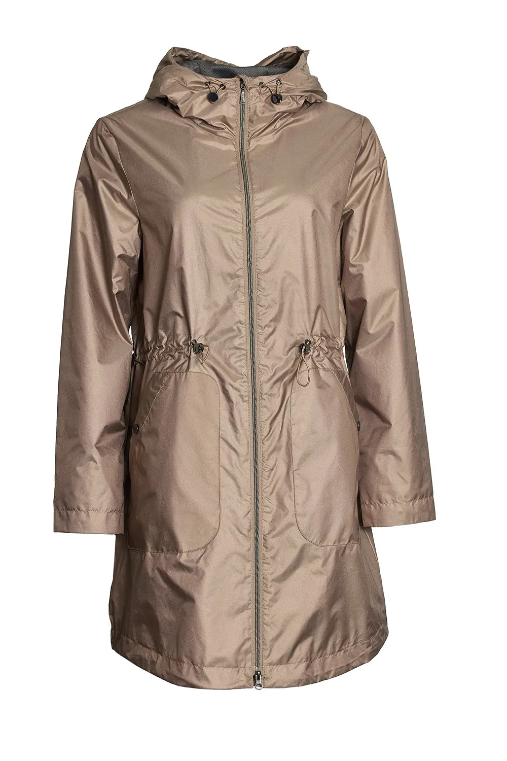Windfield Izette overgangsjakke taupe med justerbar midje