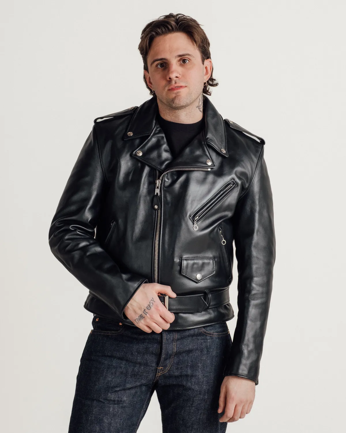 Schott NYC Perfecto 618 skinnjakke svart – steerhide