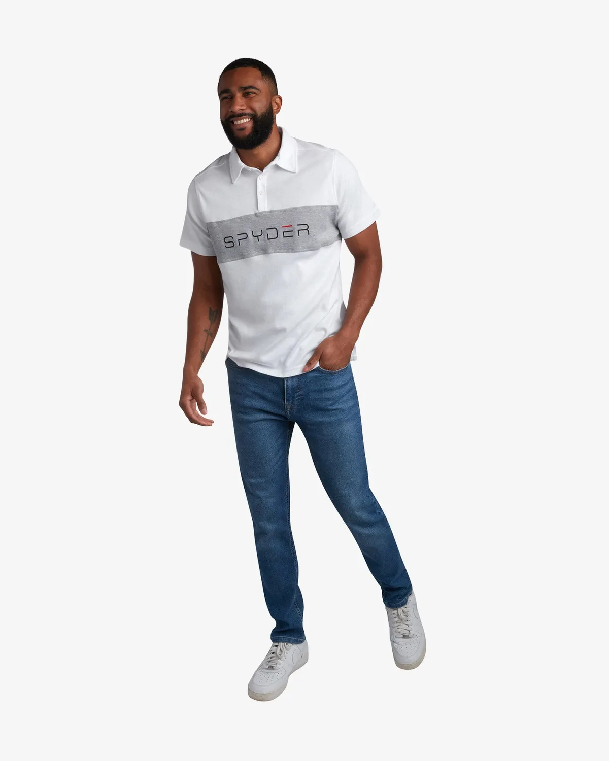 Spyder Color Block Polo poloskjorte herre hvit bomull