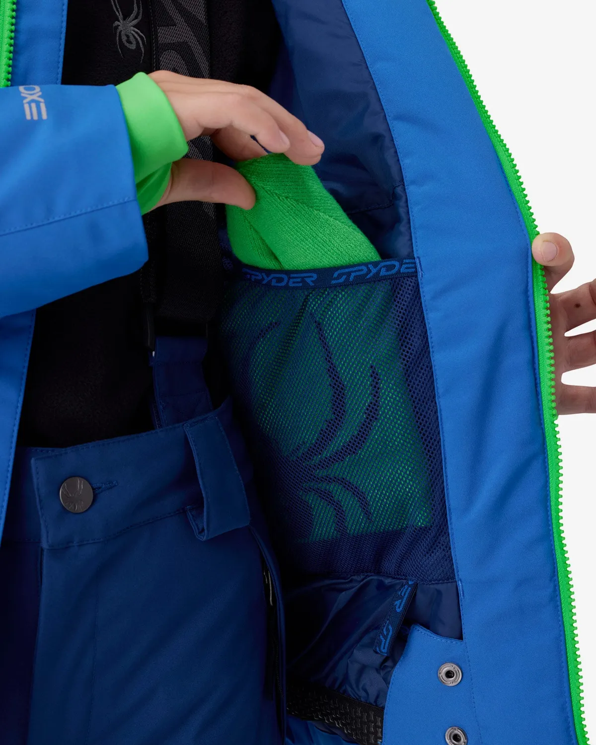 Spyder Leader skijakke gutt bold blue vanntett