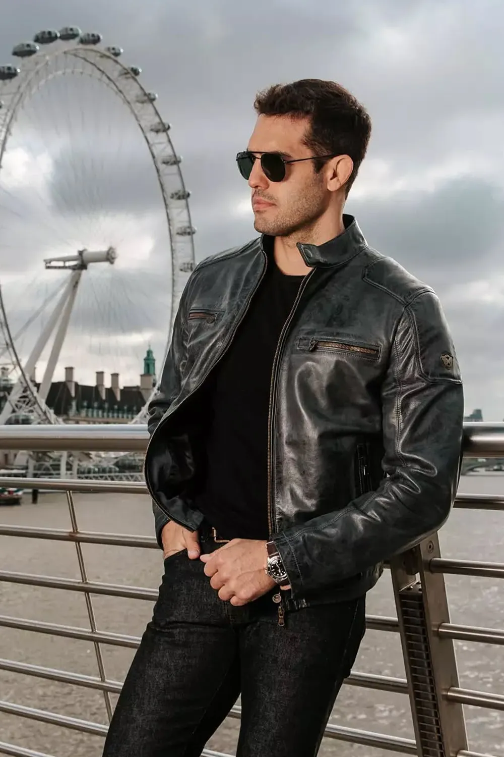 Matchless Captain Jacket skinnjakke antikk svart nubuck