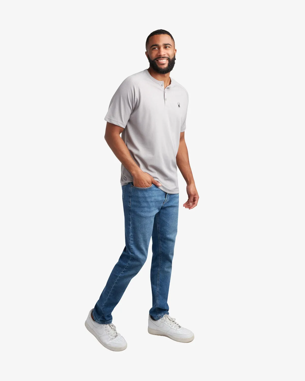 Spyder Short Sleeve henley herre grå UPF30+