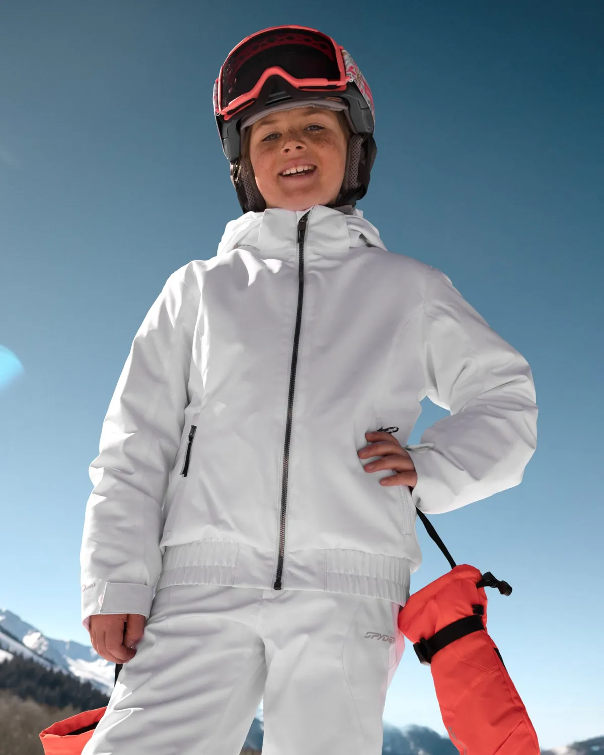 Spyder Lola skijakke jente hvit vanntett 10K