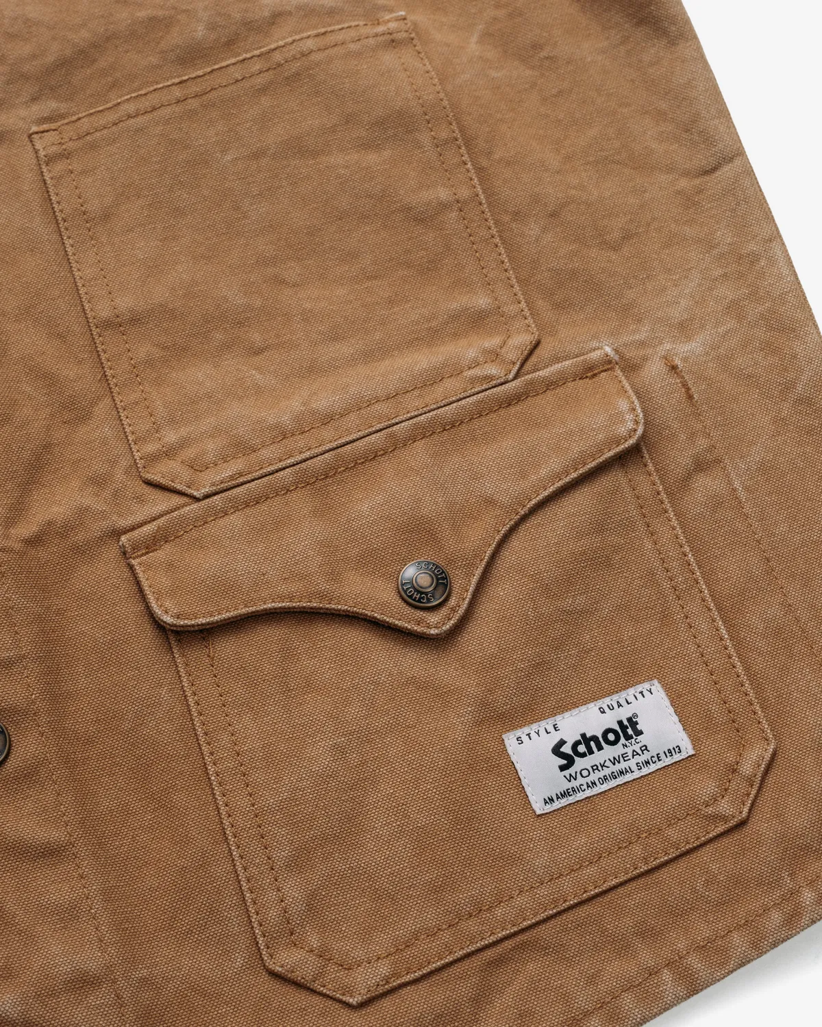 Schott NYC 8601V arbeidsvest khaki canvas