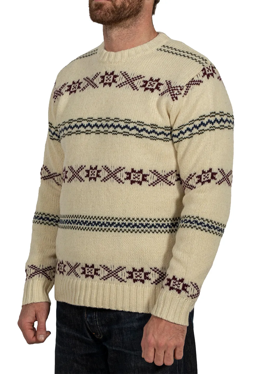 Schott NYC SW2360 ullgenser Off White norsk mønster