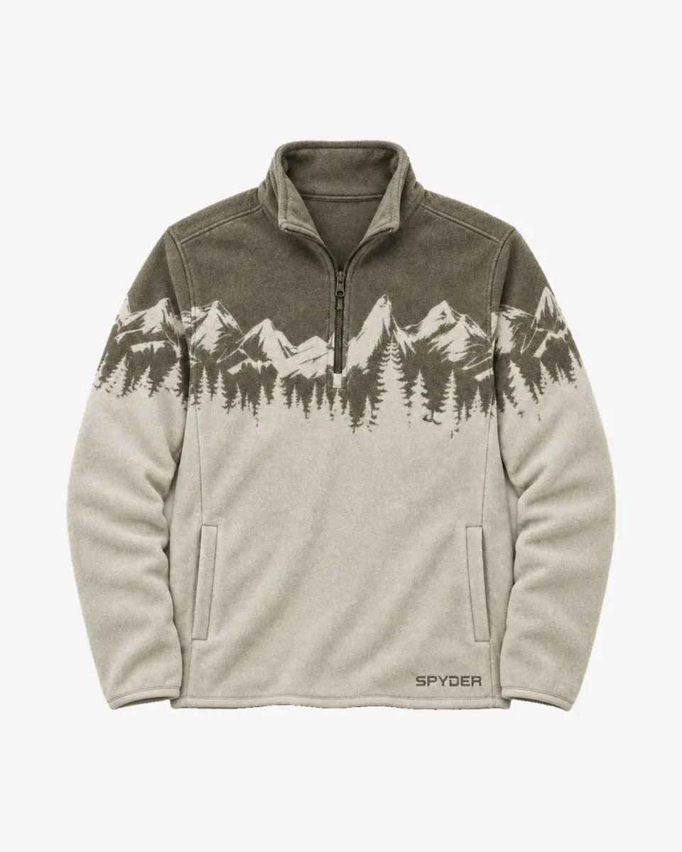 Spyder Print Sherpa Quarter-Zip fleecegenser stone 360gsm