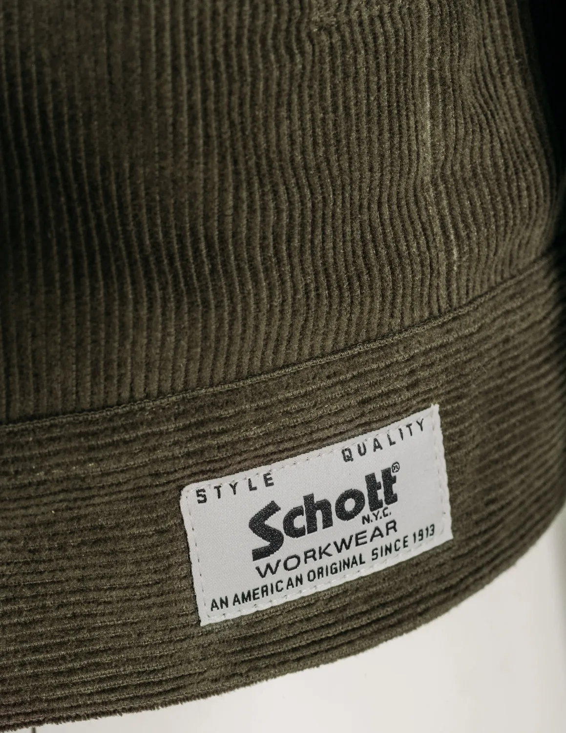 Schott NYC 8502 arbeidsjakke oliven broderi