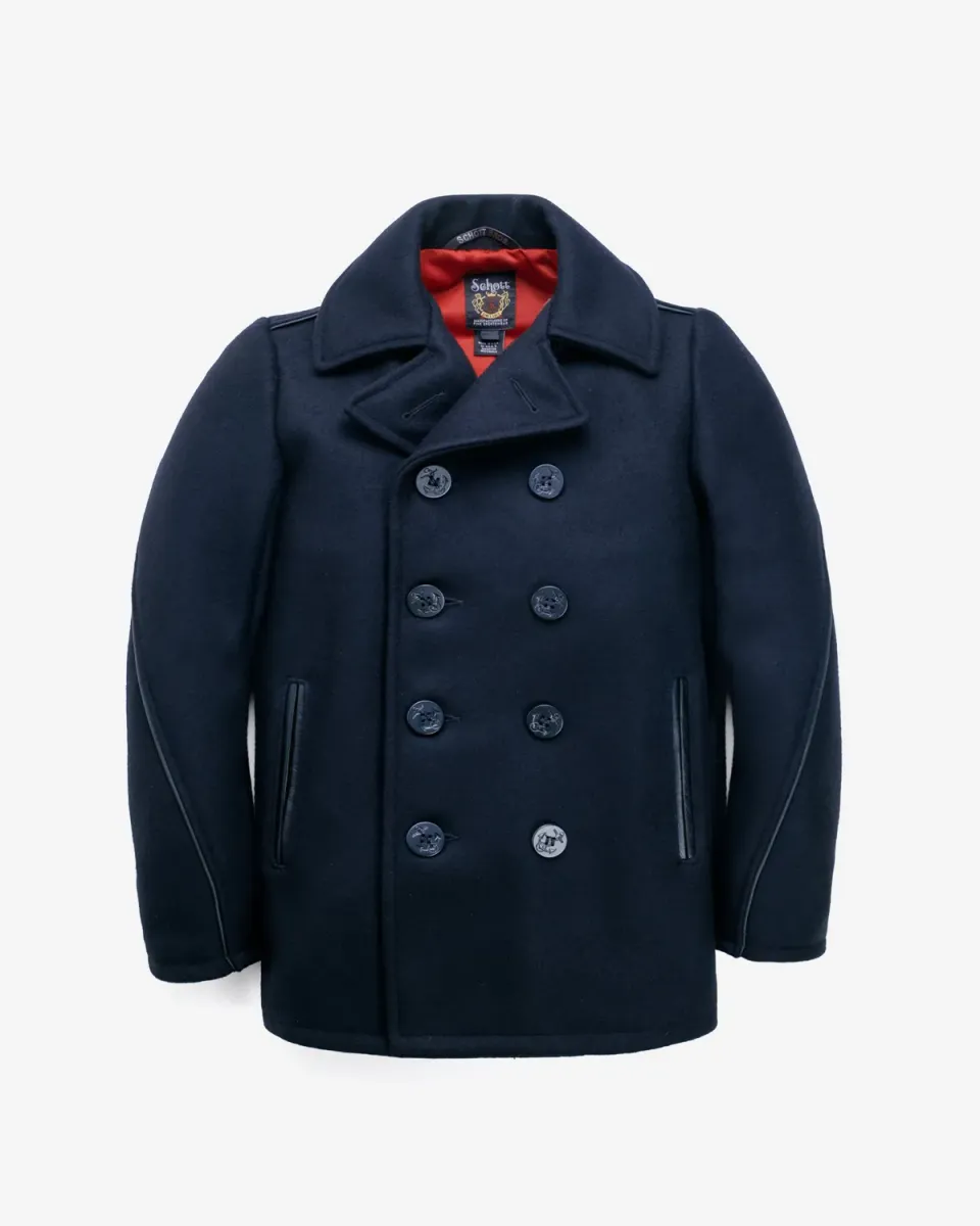 Schott NYC 740C peacoat marine – ull og skinn